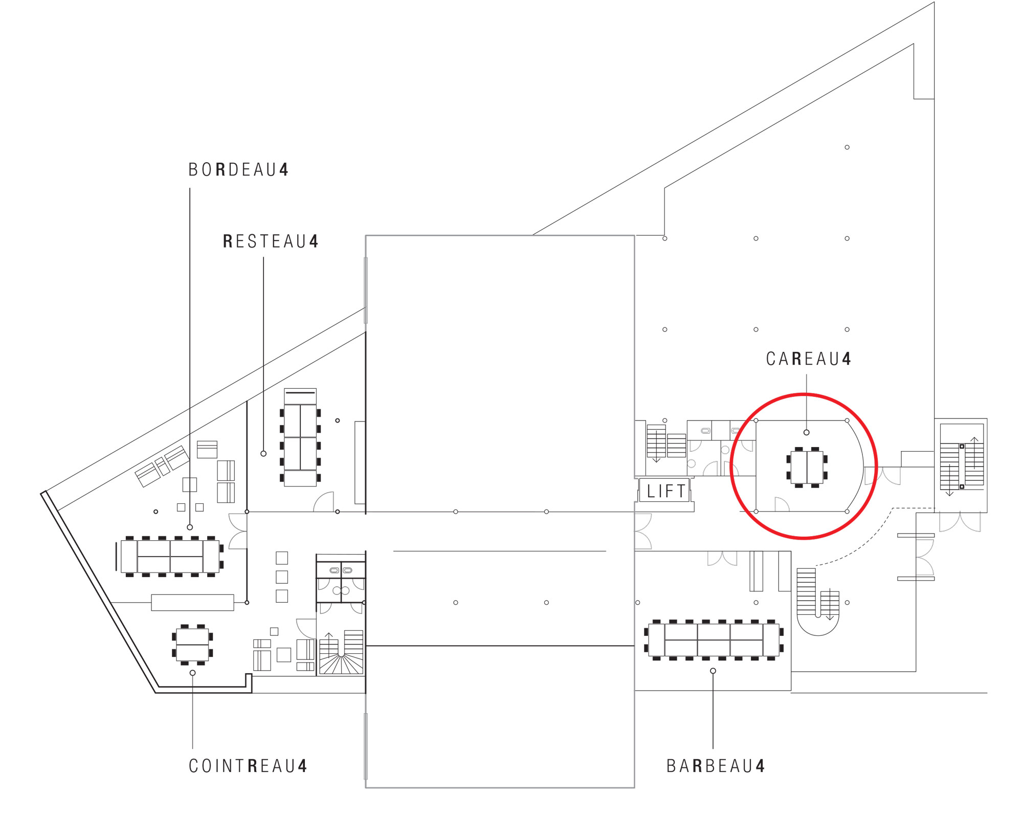 Grondplan CaReau4 vergaderopstelling - Locatie MeetingCenteR4 RodeBol Events